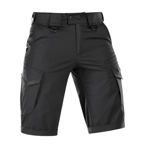 M-Tac Shorts Aggressor Gen.II Flex i sort, lavet af holdbart rip-stop materiale med Teflon-belægning, ideelle til træning og fritid.
