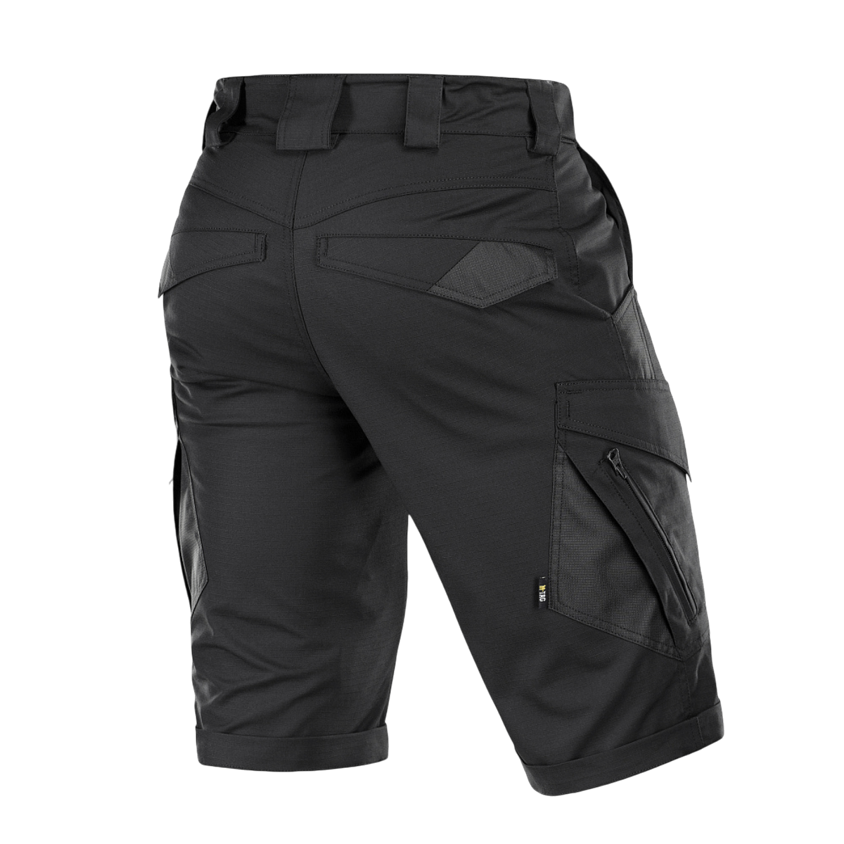 M-Tac Shorts Aggressor Gen.II Flex set fra bagsiden, alsidige taktiske shorts lavet af letvægts rip-stop materiale, velegnet til træning og fritid.