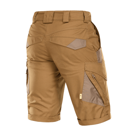 M-Tac Shorts Aggressor Gen.II Flex i tan, taktiske og funktionelle shorts til træning og fritid, rip-stop materiale, bagfra