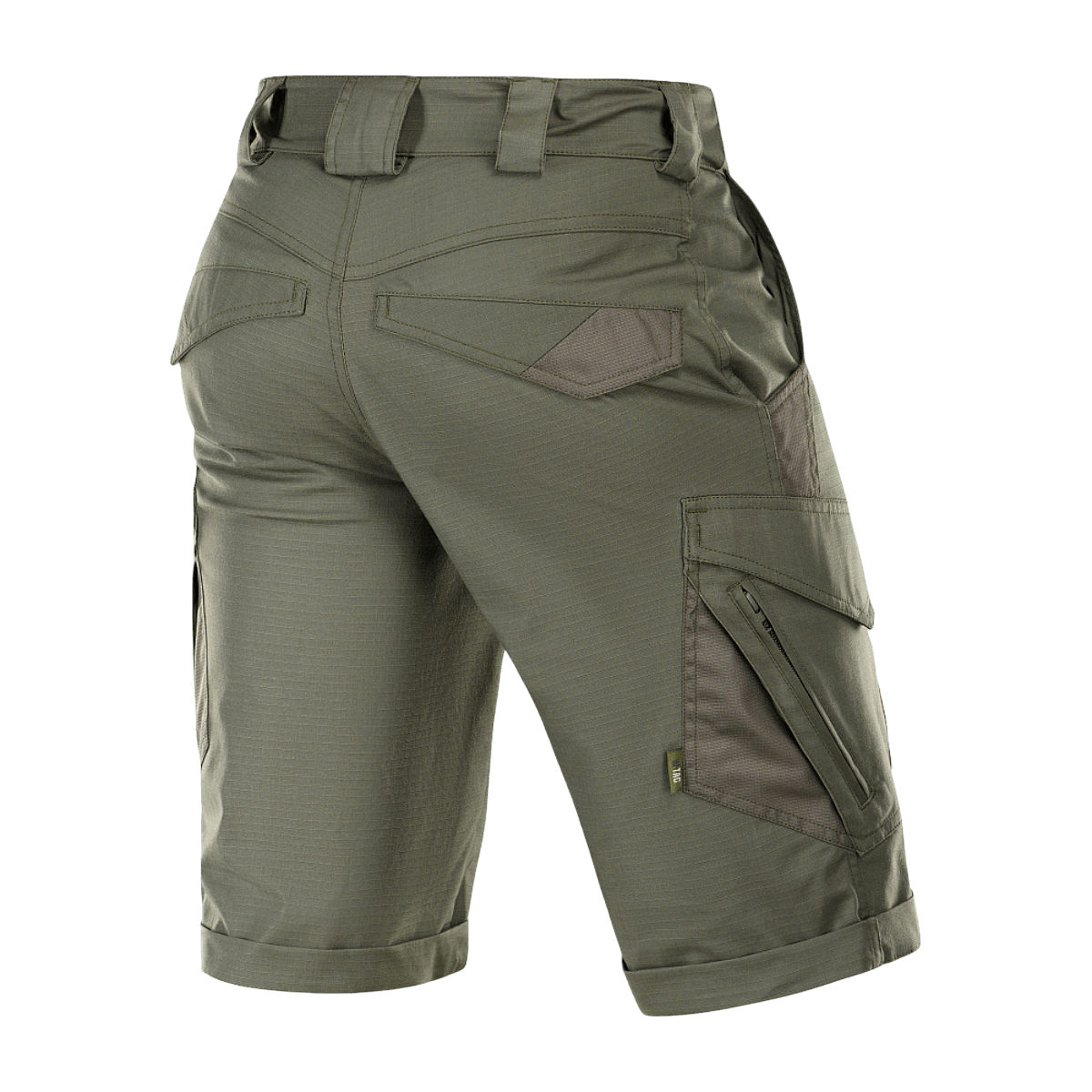 M-Tac Shorts Aggressor Gen.II Flex i rip-stop materiale, vand- og smudsafvisende, set bagfra med moderne taktisk design.
