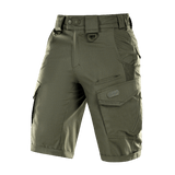 M-Tac Shorts Aggressor Gen.II Flex i olivengrøn, designet til træning og fritid, lavet af rip-stop materiale med Teflon-belægning.