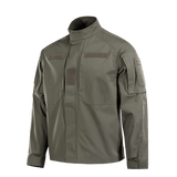 M-Tac Jakke Patrol Flex med Velcro, ståkrave, skjulte brystlommer og ventilationsøjer, designet til taktisk brug.