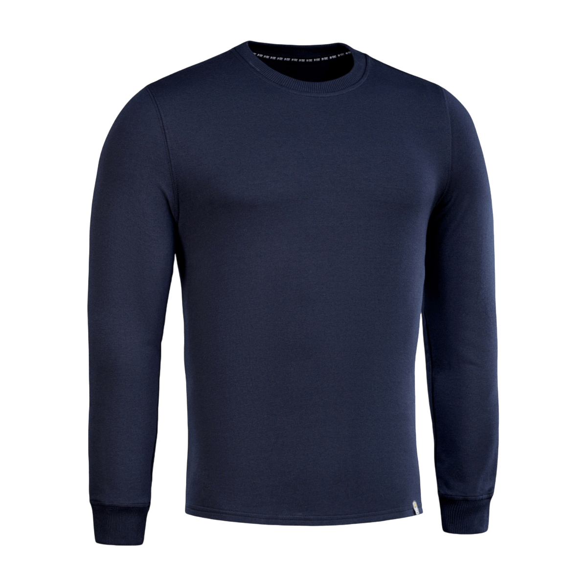 M-Tac Pullover 4 Seasons med rund hals i navy, lavet af 95% bomuld og 5% elastan, perfekt til daglig brug og taktiske aktiviteter.