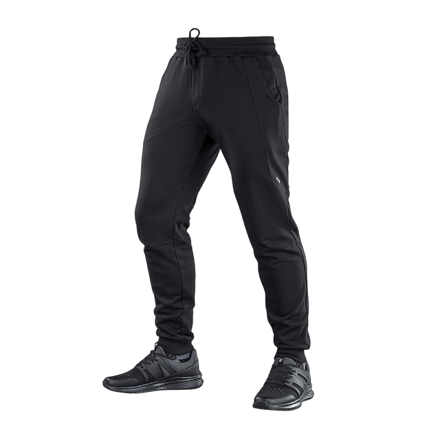 M-Tac Bukser Stealth Cotton i sort, ideel til løb og fitness, med elastik i taljen og åbne sidelommer, lavet af 100% bomuld.