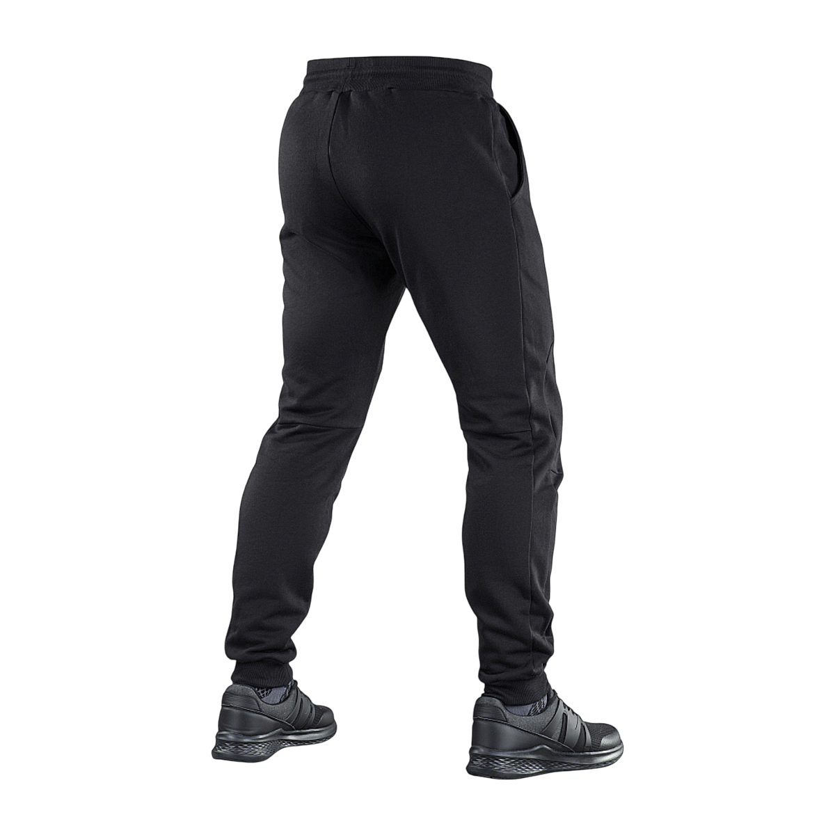 M-Tac Bukser Stealth Cotton set bagfra, sportsbukser i 100% bomuld med taljeelastik og sidelommer, perfekte til løb og hverdag.