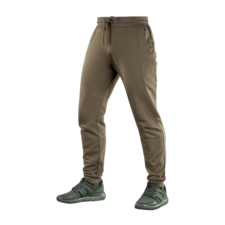 M-Tac Bukser Stealth Cotton i brun, alsidige sportsbukser til løb og fitness, 100% bomuld, elastiktalje, to sidelommer.