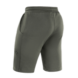 M-Tac Shorts Casual Fit Cotton i olivengrøn, set bagfra med elastik i taljen og sidelommer, ideel til sommer og aktiv brug.