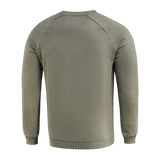 M-Tac Cotton Sweatshirt i olivengrøn, 100% bomulds trøje, set bagfra, ideel til fitness og sport, med ribkanter for komfort.