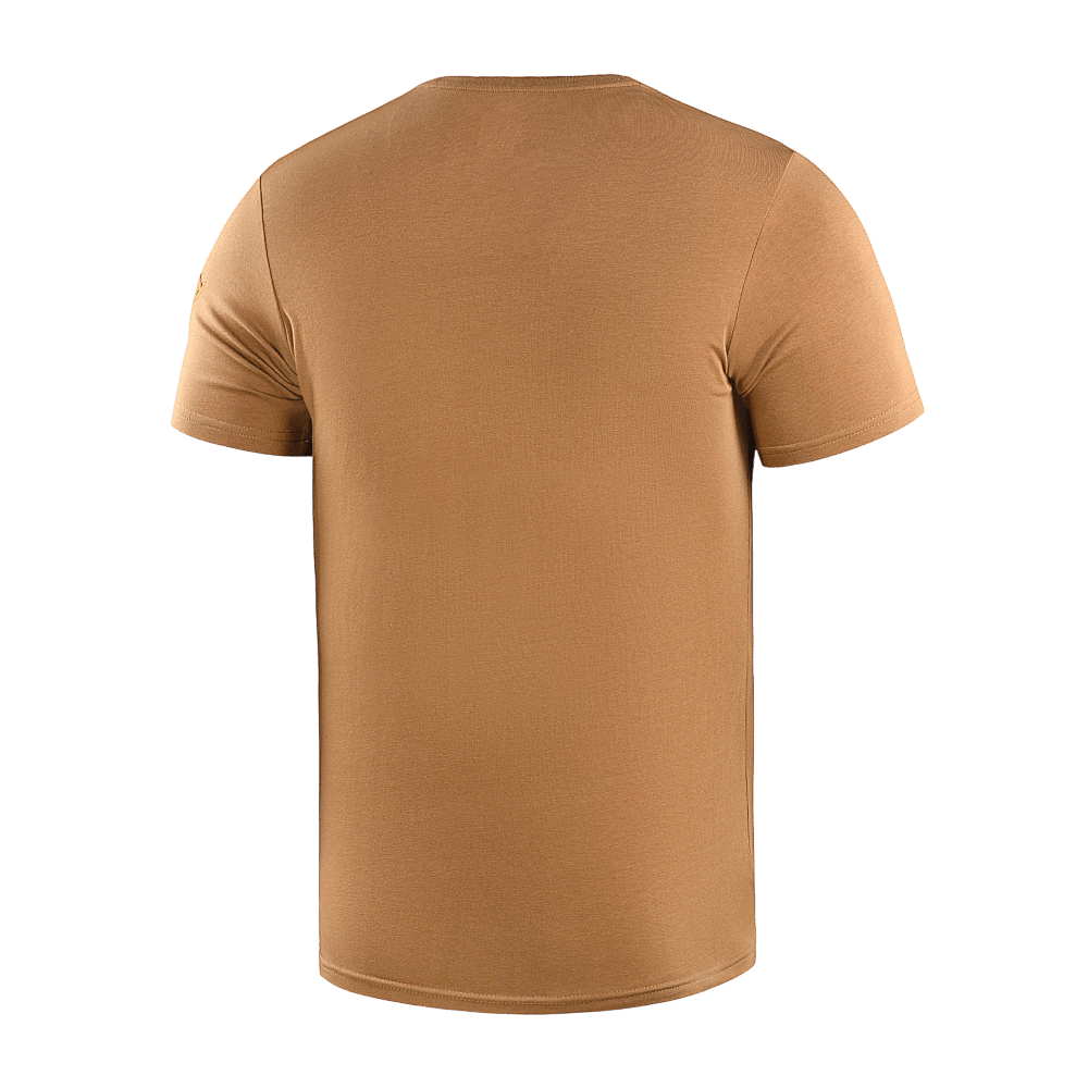 Bagpå M-Tac T-shirt Viking, fremstillet af 93% bomuld og 7% andet materiale, uden design. Komfort og stil i sand farve.