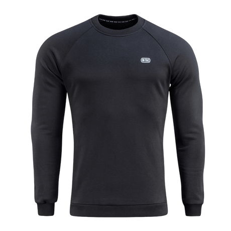 M-Tac Sweatshirt Cotton Hard i sort med reflekterende logo, 100% bomuld, varm og behagelig pasform til hverdag.