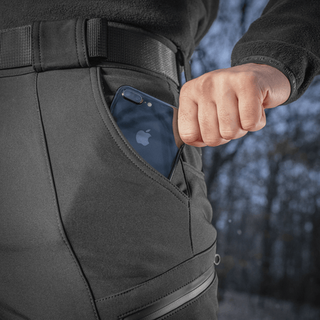 M-Tac Bukser Soft Shell Vinter lomme med smartphone, ideelle til efterårs- og vinterbrug, kombinerer slidstyrke med isolering.