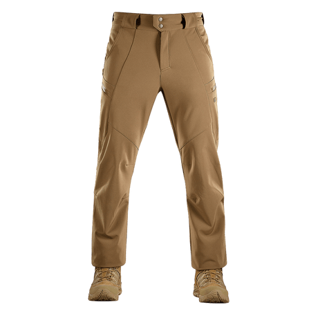 M-Tac Bukser Soft Shell Vinter i sandfarve, vind- og vandafvisende med fleecefor, ideel til efterår og vinter brug.