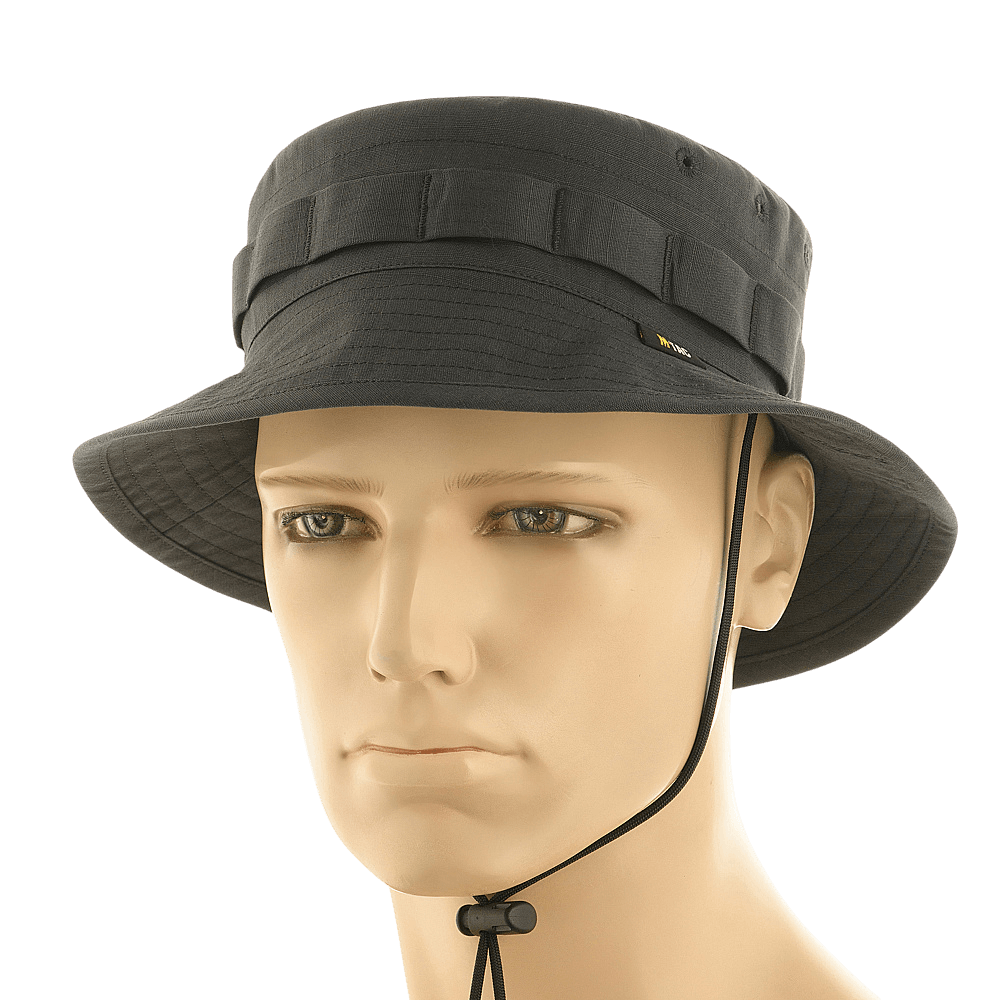 M-Tac Panama Rip-Stop army-hat med semi-stiv skygge, ventilationshuller og snor til vindbeskyttelse, inspireret af amerikansk Boonie-model.