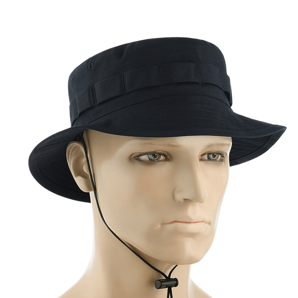 Sort M-Tac Panama Rip-Stop hat med semi-stiv skygge og ventilationshuller, inspireret af amerikansk Boonie-model.