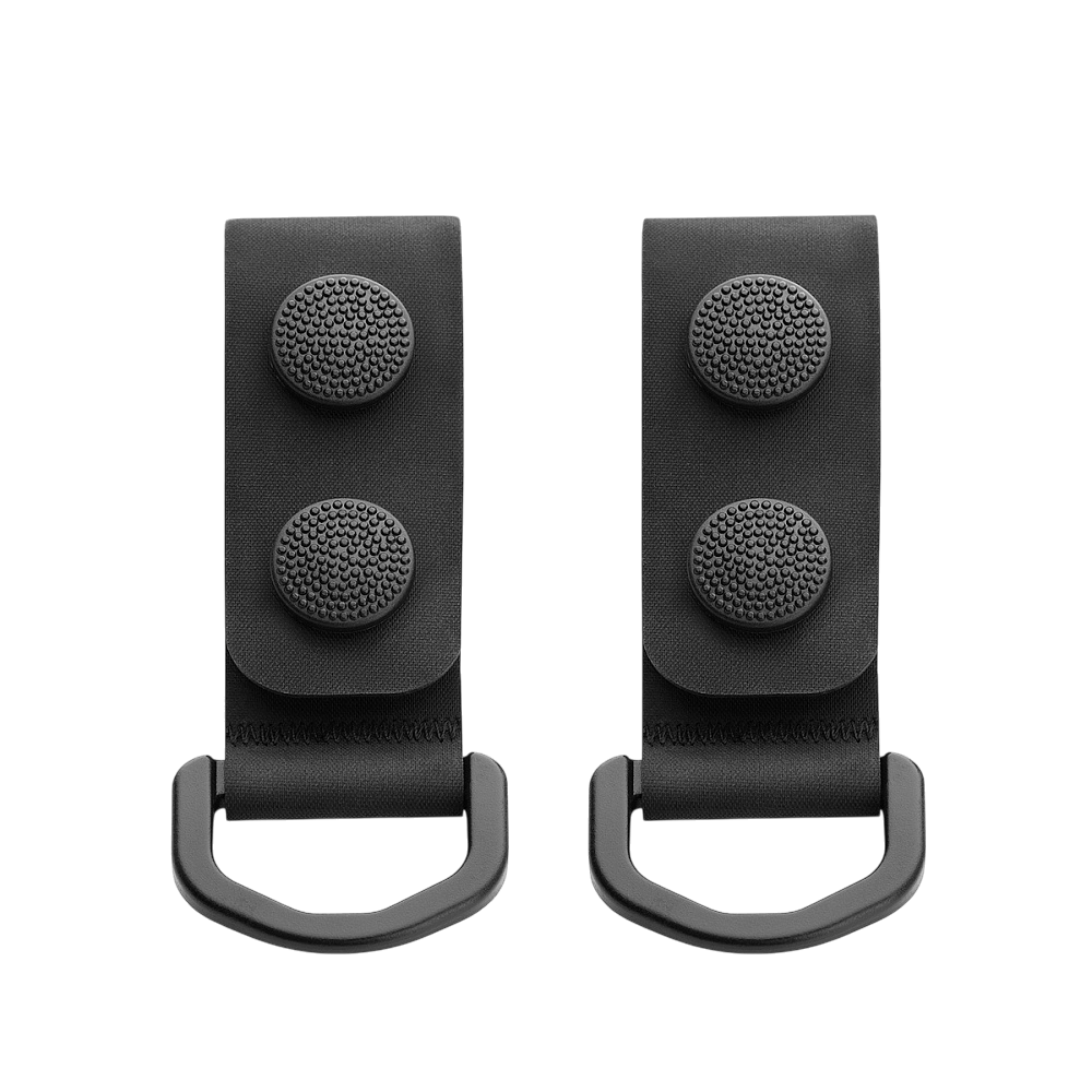 M-Tac Sæt af 2 – Duty Belt Keepers til politibælte og taktisk brug, robuste og holdbare med D-ringe, sort farve.