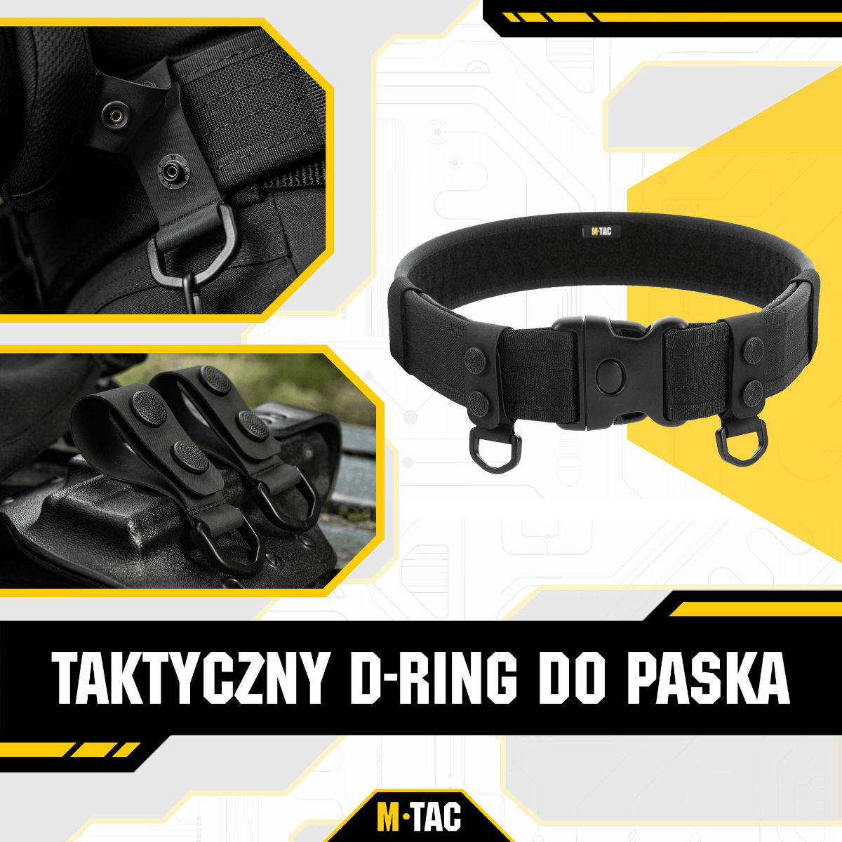 M-Tac Sæt af 2 – Duty Belt Keepers i taktisk design med D-ring, robust konstruktion for stabilitet og sikkerhed, passende til 2" bælter.