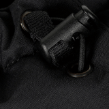 Nærbillede af M-Tac Alpha Gen.III Pro Vinterjakke med justerbar hætte og forstærket designdetalje i sort nylon.