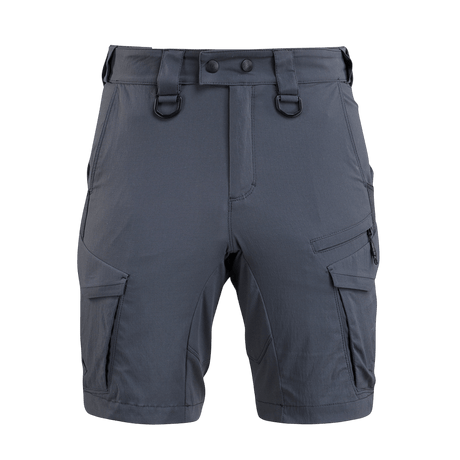 M-Tac Aggressor Summer Flex Shorts i mørkegrå, letvægts-taktiske med Flex Rip-Stop stof og 7 lommer, perfekte til udendørs aktiviteter.