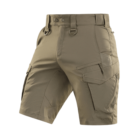 M-Tac Aggressor Summer Flex Shorts i letvægts-taktisk design med flere lommer og justerbar talje, perfekt til udendørsaktiviteter.