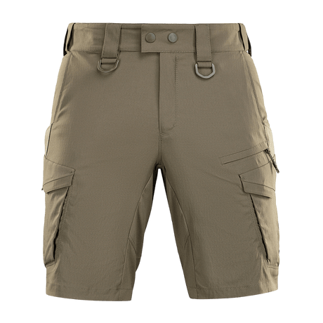 M-Tac Aggressor Summer Flex Shorts i Flex Rip-Stop stof med elastisk talje og funktionelle lommer, ideel til udendørs aktiviteter.