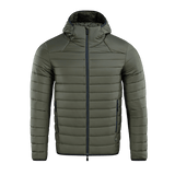 M-Tac Stalker Gen.III Jakke i olivengrøn med hætte, fremstillet af 100% nylon og G-LOFT isolering, perfekt til koldt vejr.