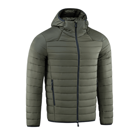 M-Tac Stalker Gen.III Jakke i grøn nylon med hætte og YKK lynlåse, ideel til kolde temperaturer ned til -15°C.