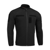 M-Tac Combat Fleece Polartec Jakke i sort med Velcro-paneler, ideel til taktisk og casual brug.