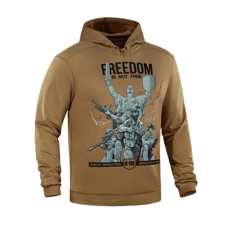 M-Tac Hoodie Freedom med militært tryk, justerbar hætte og elastiske manchetter. Komfortabel og holdbar til hverdagsbrug og friluftsliv.