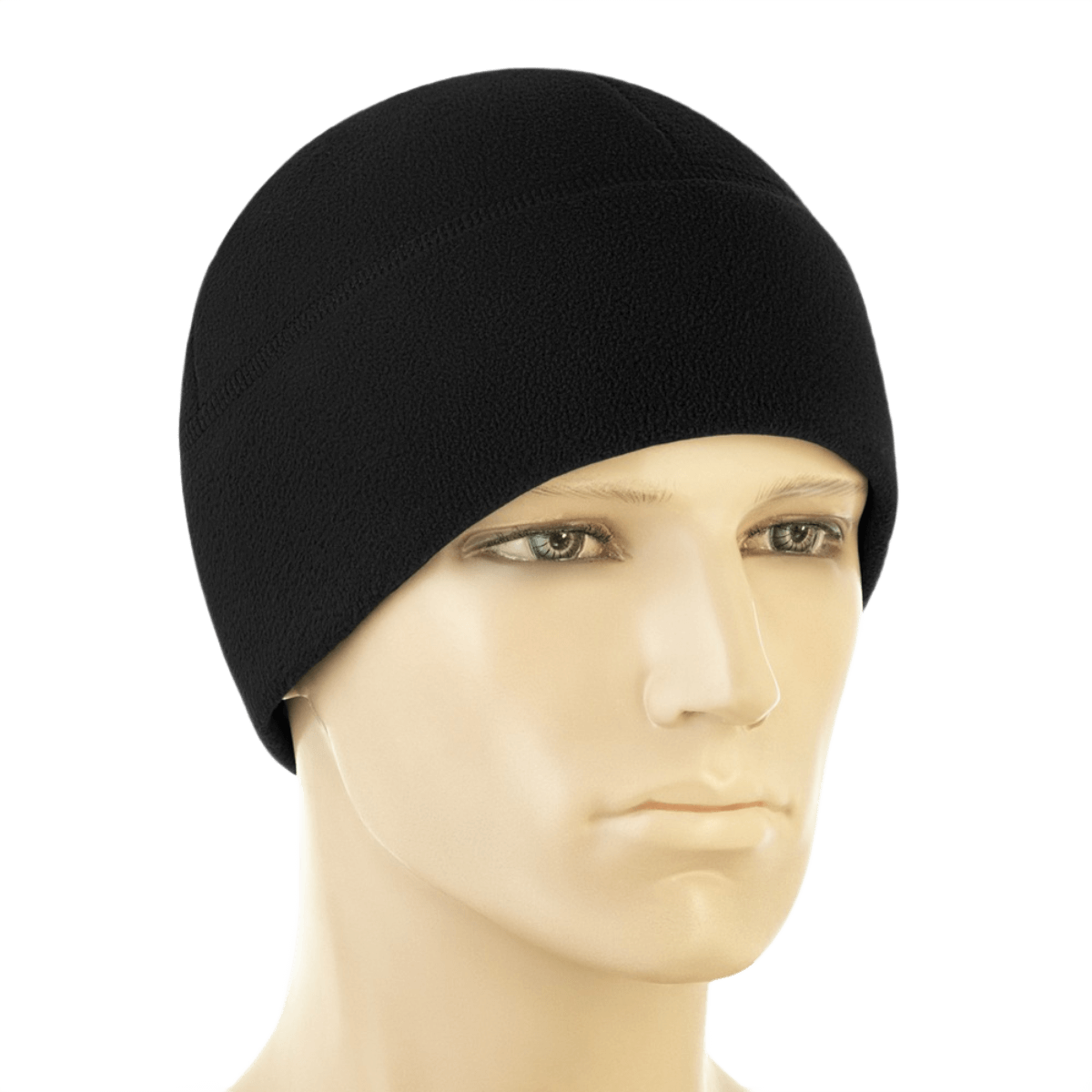 M-Tac Watch Cap Elite Fleece Beanie Hat Slimtex på mannequin, velegnet til taktisk brug og vinteraktiviteter, varm og hurtigtørrende.