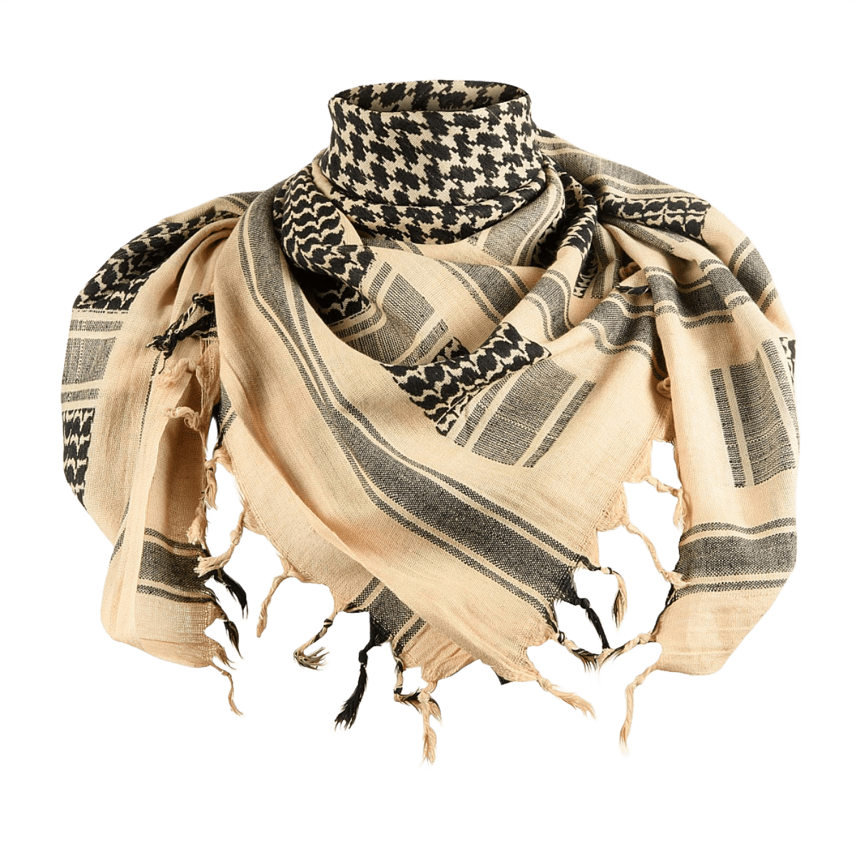 M-Tac Tæt Shemagh Tørklæde i 100% bomuld, perfekt til beskyttelse mod sol, sand og vind. Velegnet til taktisk og udendørs brug.