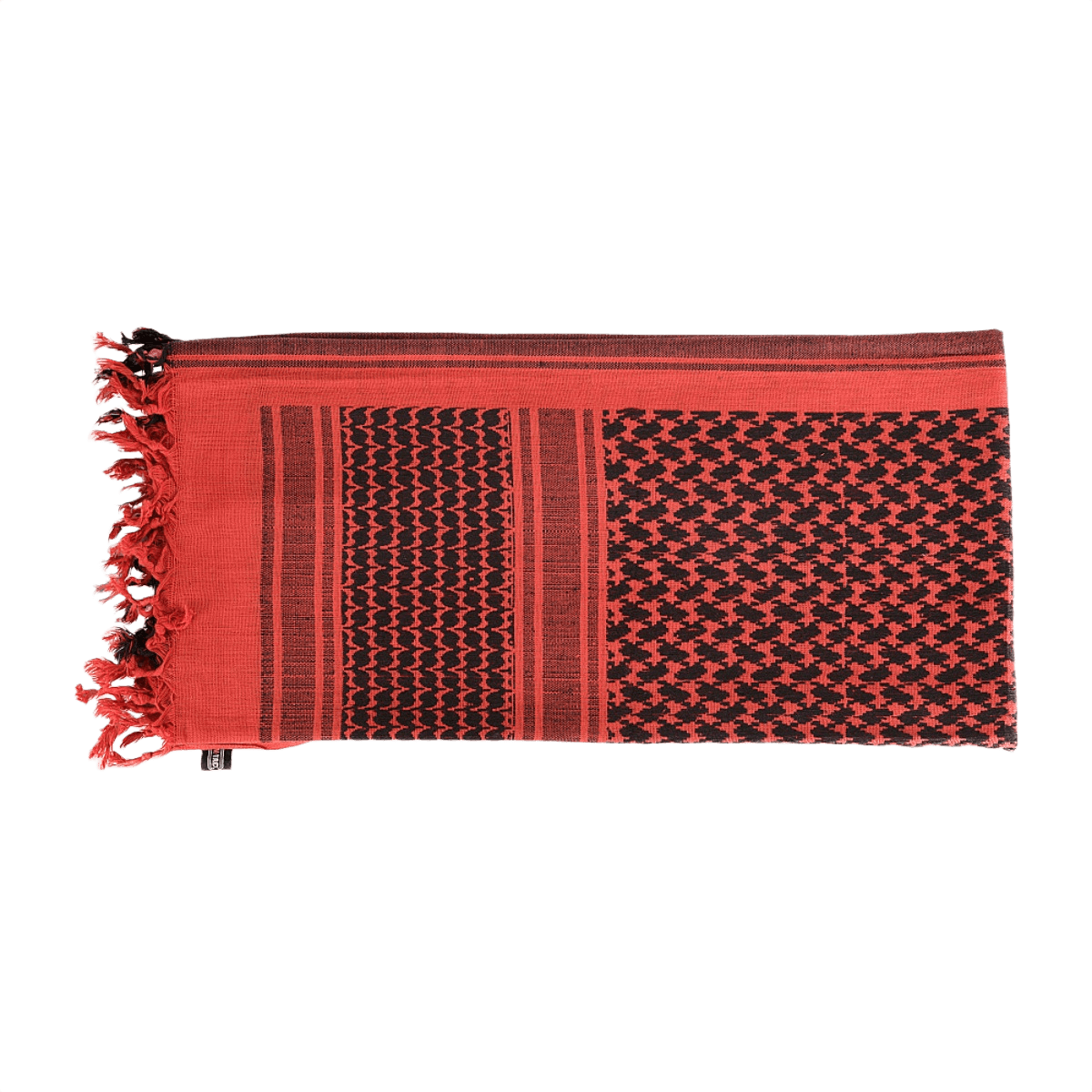 M-Tac Tæt Shemagh Tørklæde i rød, klassisk design til taktisk og udendørs brug, 100% bomuld, 110 x 110 cm, beskytter mod sol og vind.