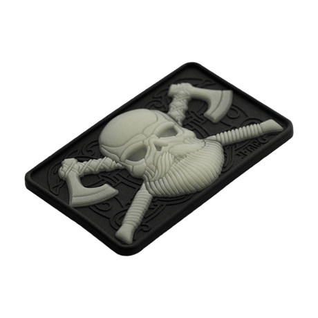 M-Tac Bearded Skull 3D PVC Patch med skægget kranium, Velcro fastgørelse, 80x50 mm, slidstærk til militær og outdoor.