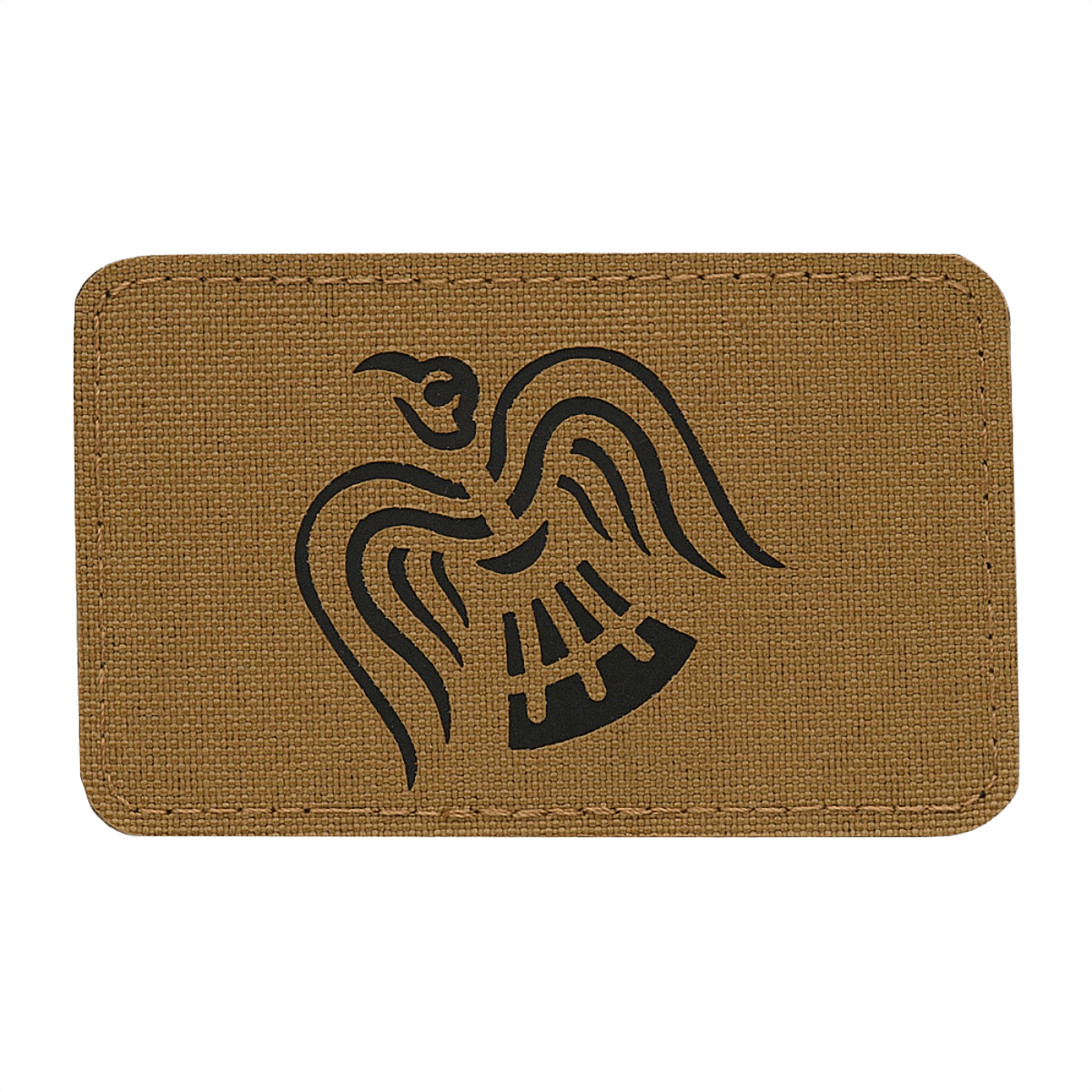 M-Tac Patch Ravneflag Laser Cut med sort ravn på Cordura 500D stof, ideel til uniform eller taktisk udstyr, fastgjort med Velcro.