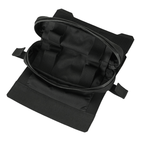 M-Tac Horizontal Medical Pouch ROLL Elite i åbnet tilstand fremstillet af holdbart Cordura-materiale med flere rum til medicinsk udstyr.
