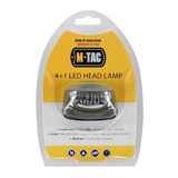 M-Tac Pandelygte 4+1 LED i emballage, let og praktisk pandelygte med elastisk hovedrem, 4 hvide LED, 1 rød LED, op til 18 lumen