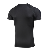 Bagside af sort M-Tac Athletic Tactical Gen.II T-shirt, der fremhæver det åndbare stof og design.