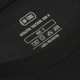 M-Tac Athletic Tactical Gen.II T-shirt label, der viser størrelse S og materiale 100 % polyester for forbedret ydeevne og åndbarhed.