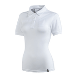 M-Tac Tactical Polo-Shirt 65/35 Lady i hvidt, designet til kvinder med komfortabel bomulds-polyester og velcro til mærker.
