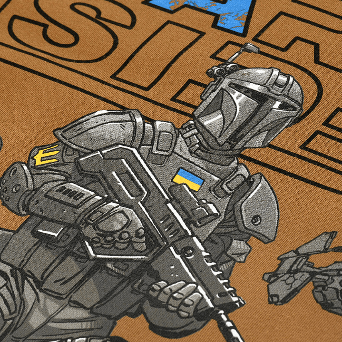 Detaljeret tryk på M-Tac T-Shirt UA Side Langærmet med soldatdesign og flag