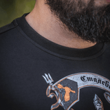 M-Tac T-Shirt Steel Knight med print af stålridder på hest, Leopard 2- og T-72-tanke, symboliserer styrke og mod. Komfortabel og stilfuld.