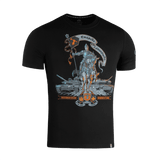M-Tac T-Shirt Steel Knight visar ridder og kampvogne, symboliserer ukrainsk styrke og mod, designet til Ukraines stålryttere.