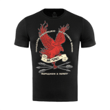M-Tac T-Shirt Phoenix med Fugl Føniks og slogan "Born by the Revolution – Hardened by War", symboliserende styrke og genopstandelse.