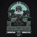 M-Tac T-Shirt Odin Mystery Long Sleeve med Odin, AR-15 og ravnene Hugin og Munin, teksten 'Valhalla Calling', skandinavisk mytologi tema.