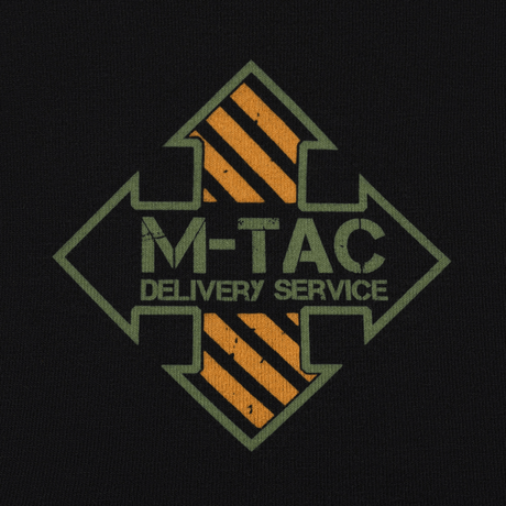 M-Tac T-Shirt Mavic Delivery Service logo på sort baggrund, inspireret af amerikansk Pin-Up-kultur.