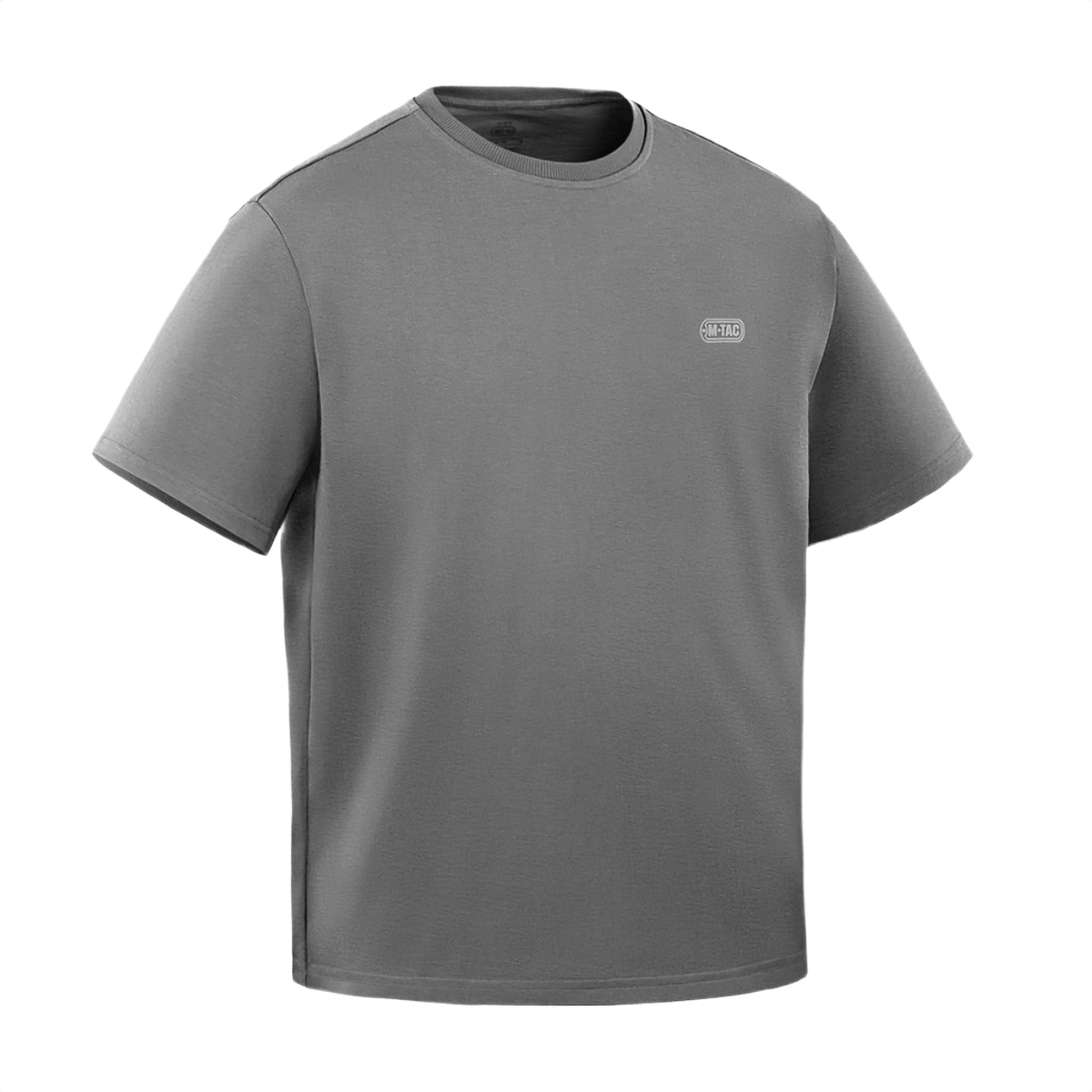 M-Tac Cotton HARD T-shirt i grå farve med oversize pasform, flade sømme og reflekslogo. Komfortabel og slidstærk, 100% bomuld.