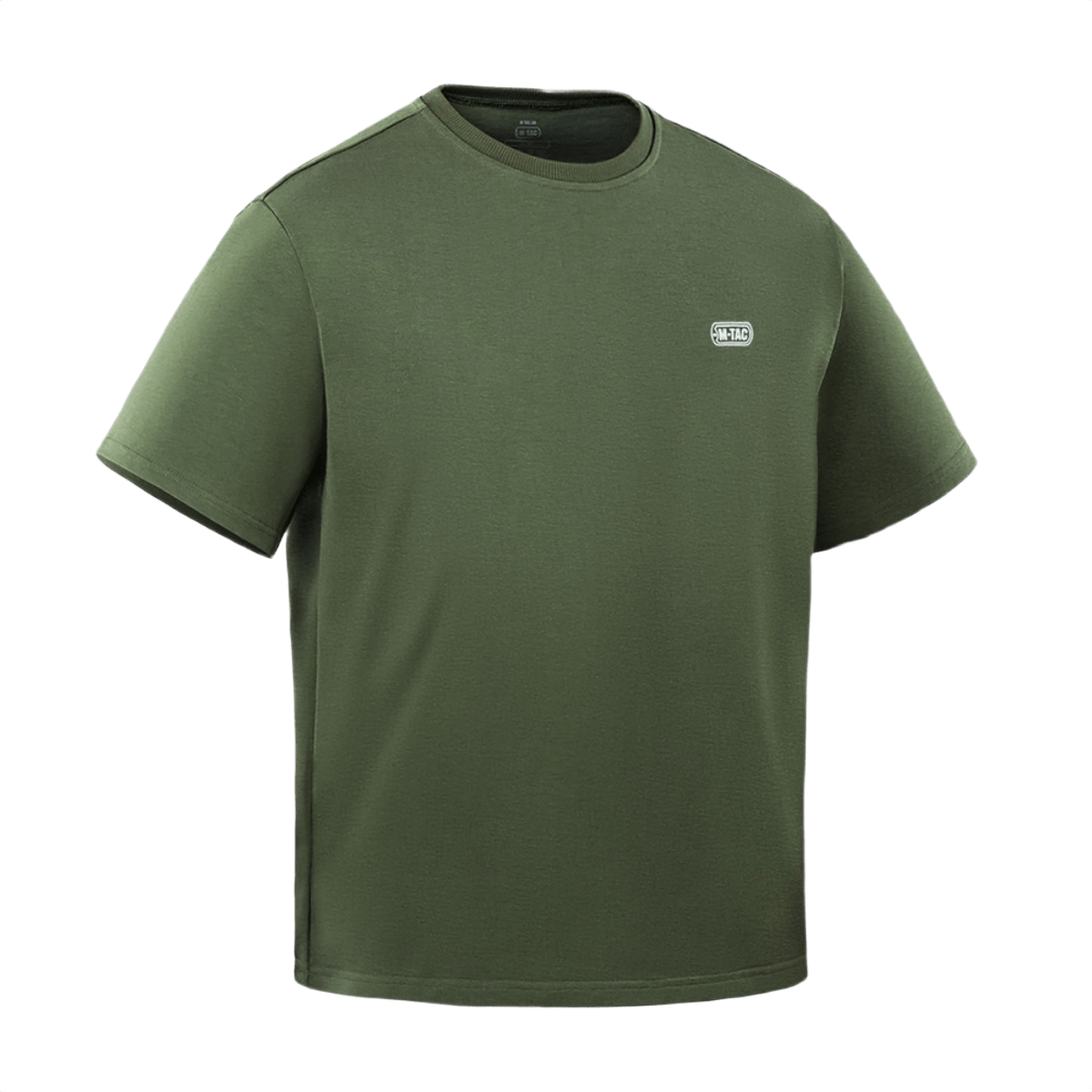 M-Tac Cotton HARD T-shirt i olivengrøn fremhæver oversize design og komfort i åndbart, hypoallergen bomuld med reflekslogo.