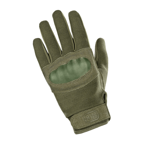 M-Tac Handsker Assault Tactical Mk.3 med forstærket håndflade og velcro, ideel til arbejde med våben i våde forhold, grøn farve.