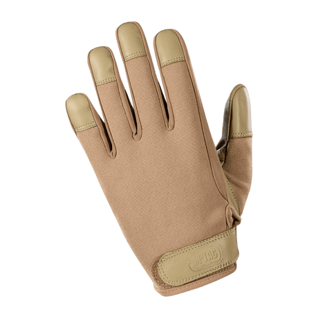 M-Tac Handsker Police i syntetiske materialer og læder med velcro-lukning, designet til holdbarhed og bevægelsesfrihed til politiarbejde.