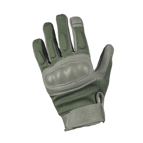 M-Tac Handsker Nomex Assault Tactical Mk.7 i grøn med beskyttelse på knoer, varmebestandig Nomex og holdbar non-slip håndflade.