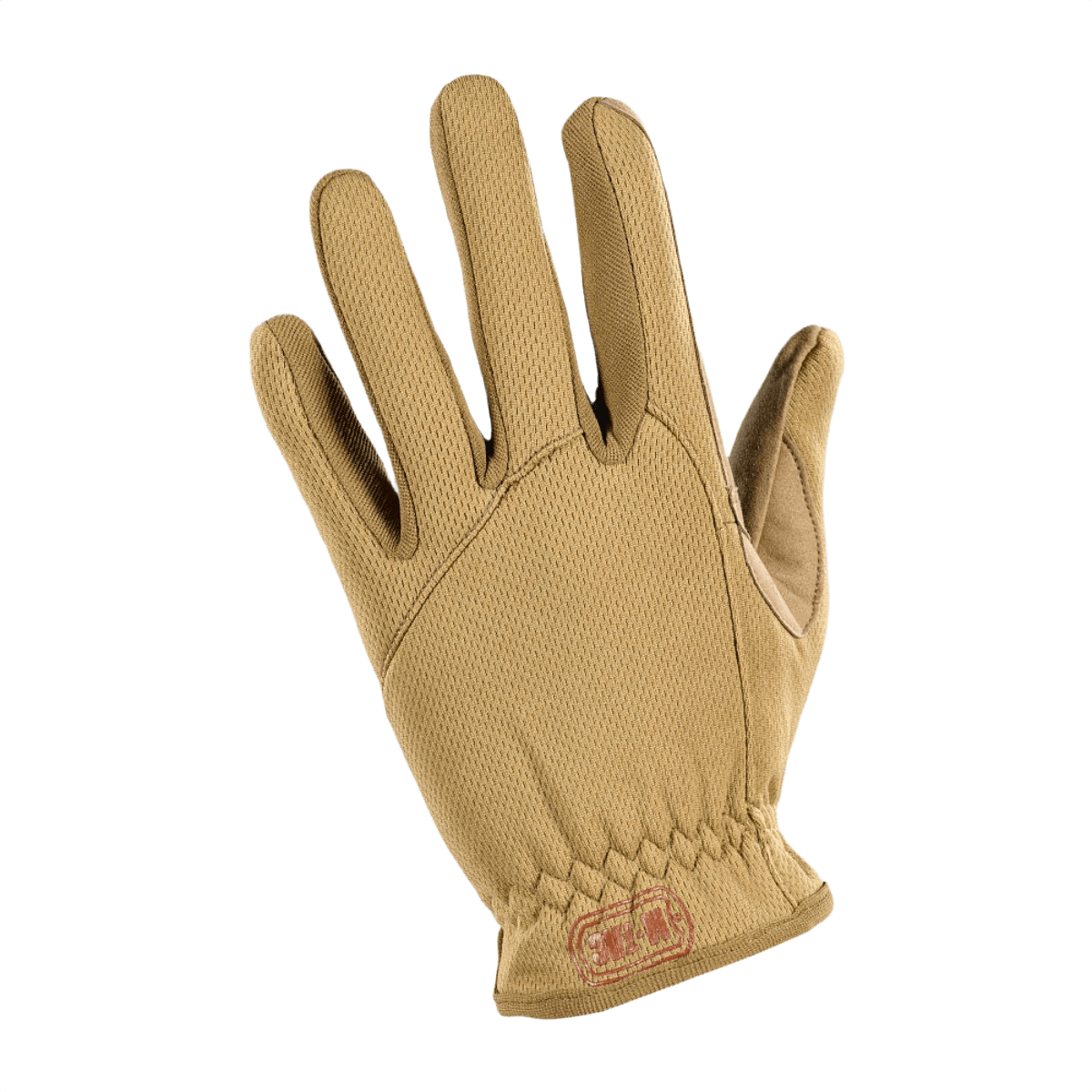 M-Tac Handsker Scout Tactical Mk.2 i beige med syntetisk læder på håndfladen og komfortabel elastisk manchet for fleksibilitet.